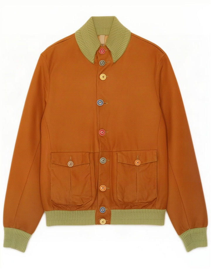 Delan Herre Ruskind Bomber Jacket IT 48 Medium Beige Colourblock Læder