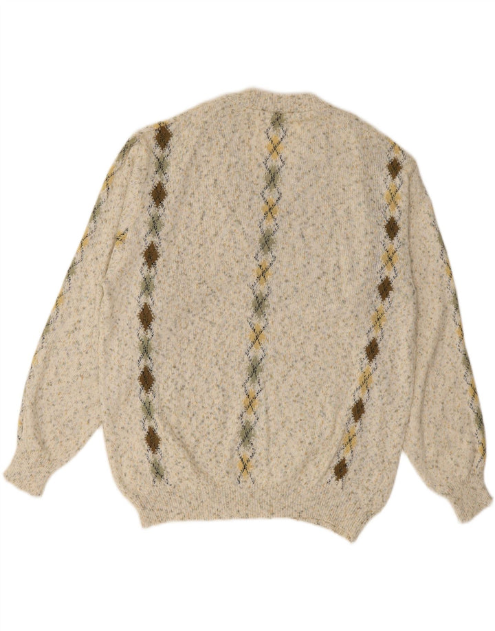 SEVRES Herre V-hals sweater IT 48 Medium Beige Argyle/Diamant Bomuld