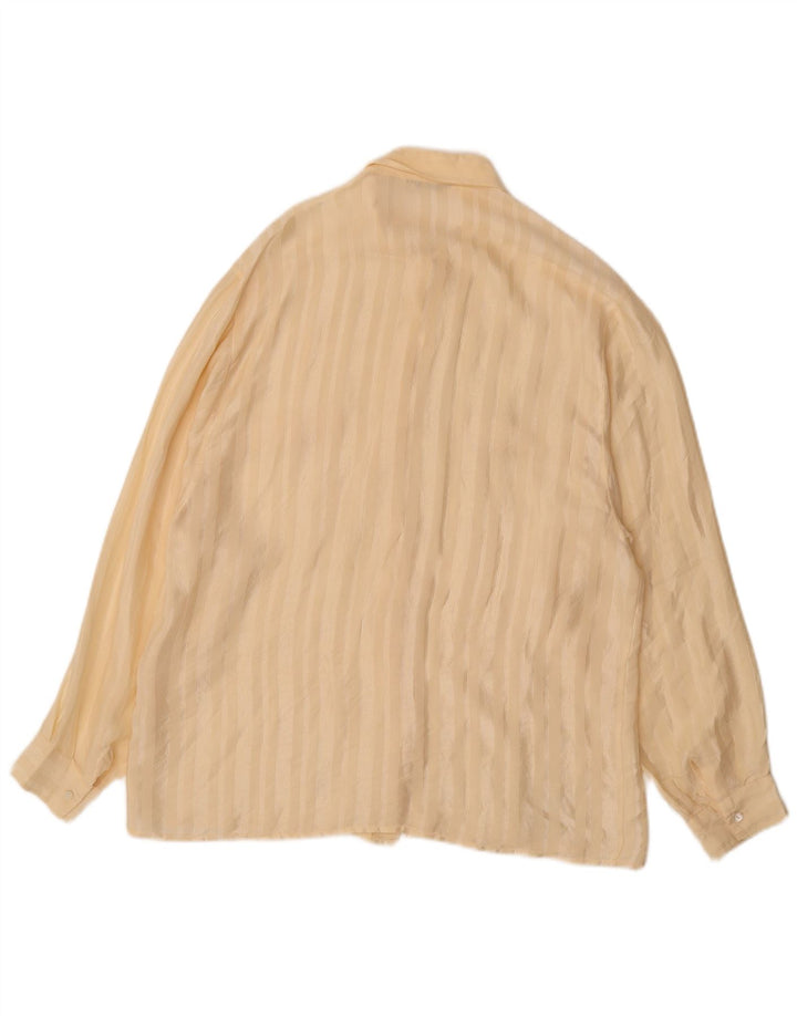 VINTAGE Dame Skjorte Bluse IT 48 XL Beige Silke