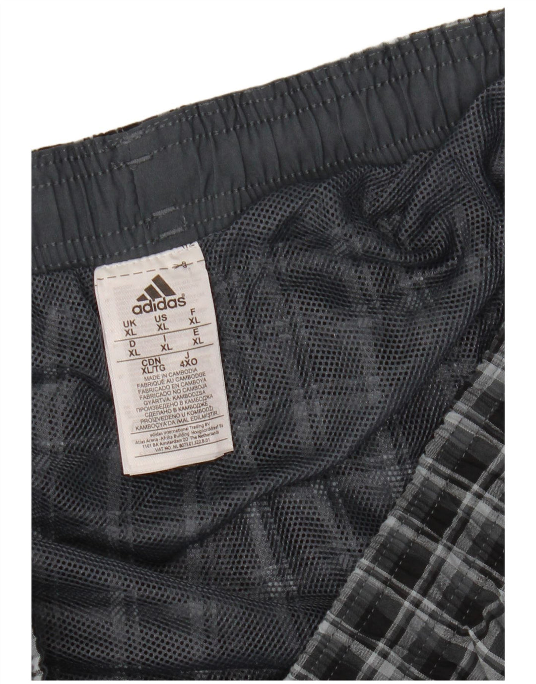 Adidas badeshorts til mænd XL marineblå ternet polyester