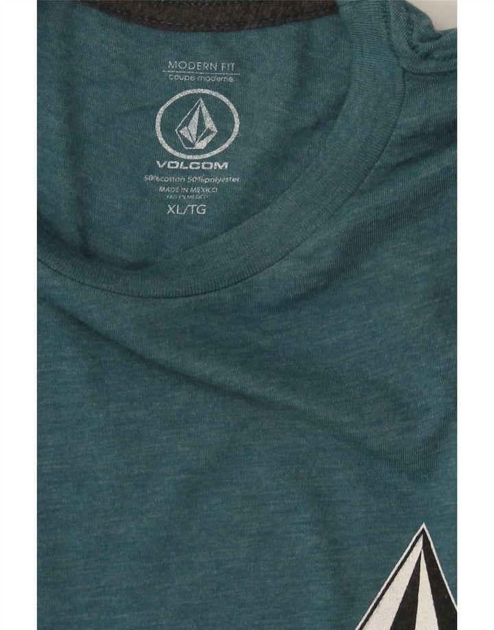 Volcom Herre Modern Fit Grafisk Top Langærmet XL Blå Bomuld