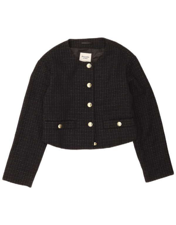 Abercrombie & Fitch Dame Crop Blazer Jacket UK 10 Small Black Check