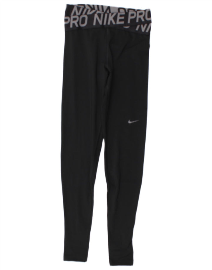 Nike Dame Dri Fit Grafiske Leggings UK 8 Small Black Polyester