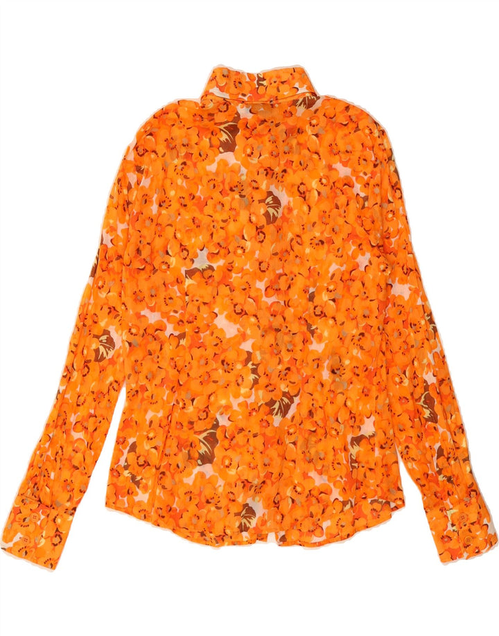 MARELLA Womens Shirt IT 44 Medium Orange Floral Cotton Vintage Marella and Second-Hand Marella from Messina Hembry 