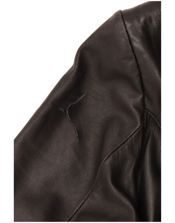ELEMENTS Womens Leather Jacket UK 10 Small Black Leather Classic