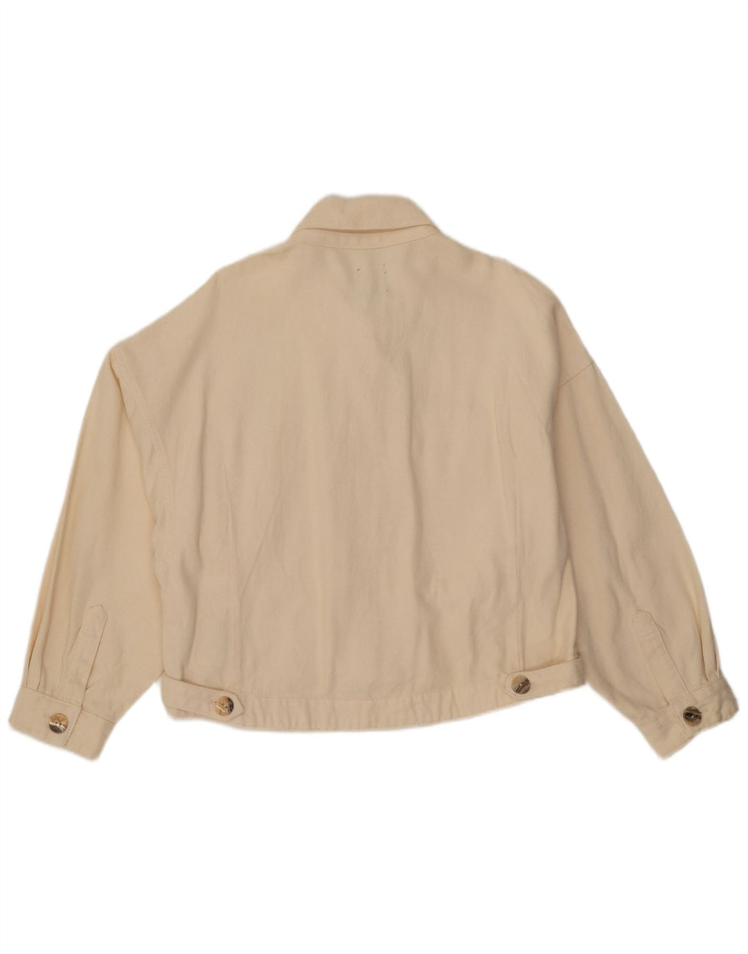 Zara Womens Crop Oversized denimjakke UK 16 Large Off White Bomuld