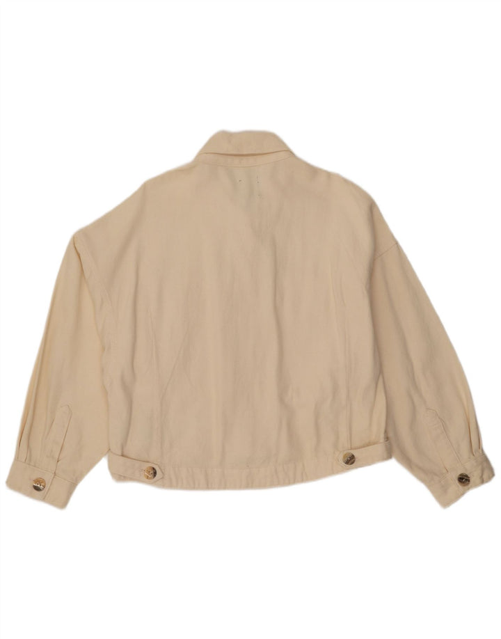 Zara Womens Crop Oversized denimjakke UK 16 Large Off White Bomuld