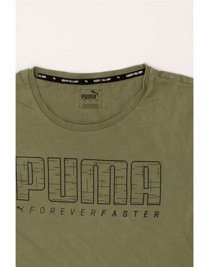 PUMA Mens Graphic T-Shirt Top Large Khaki Cotton Vintage Puma and Second-Hand Puma from Messina Hembry 