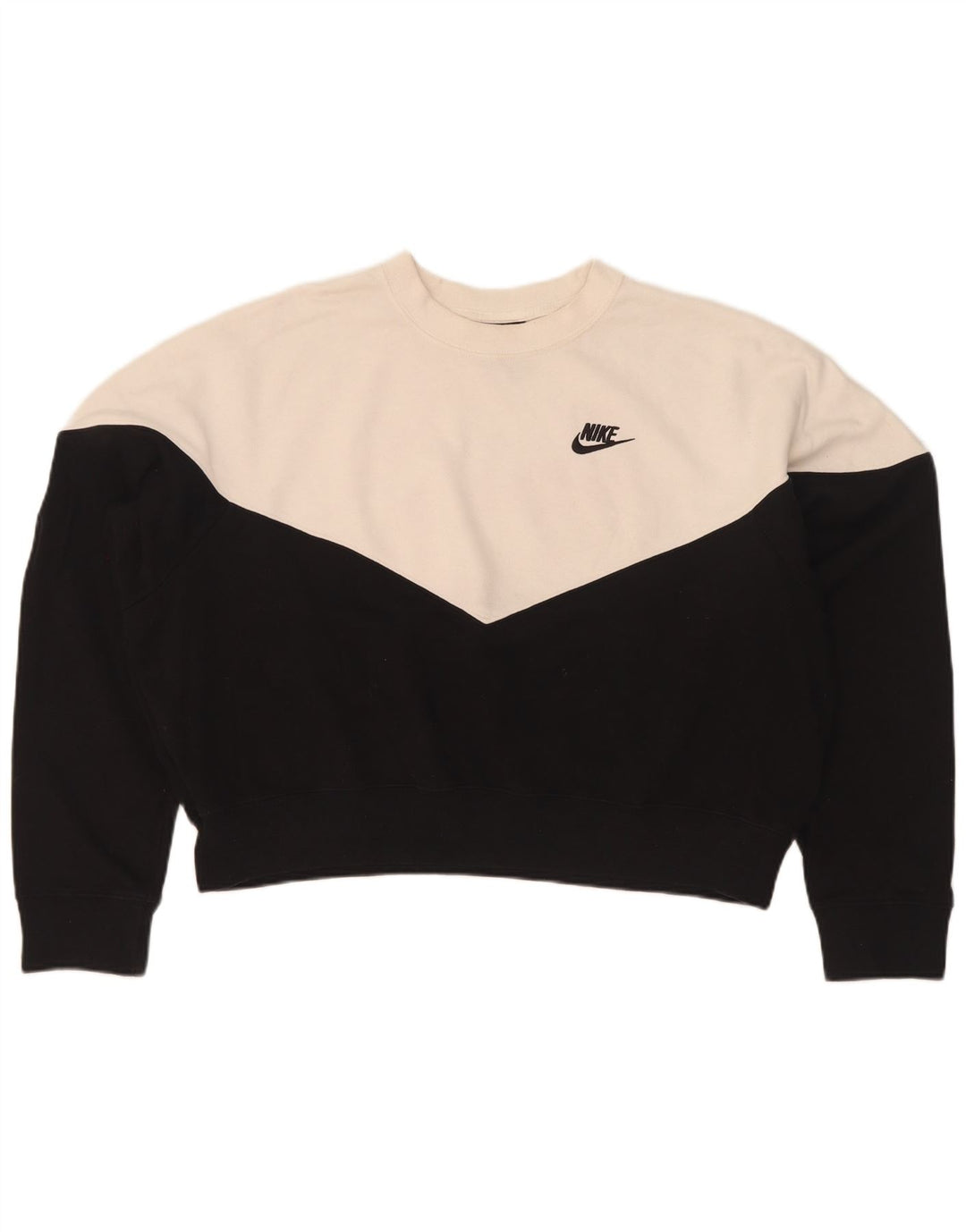 Nike Womens Crop Oversized Sweatshirt Jumper UK 18 XL Sort Colourblock