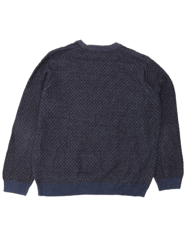 Marks & Spencer herre sweater med rund hals XL marineblå geometrisk