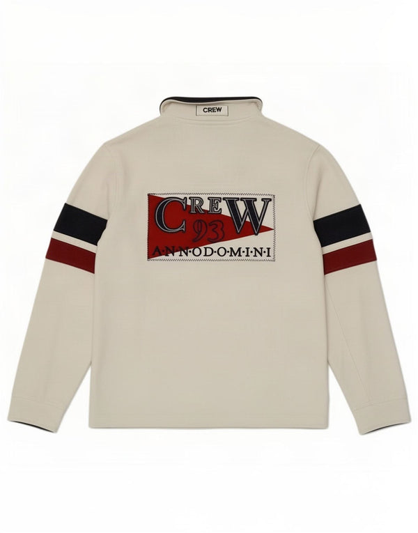 Besætningstøj Herre grafisk lynlås-hals sweater Jumper Medium Hvid stribet