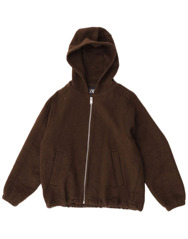 Zara Girls Zip Hoodie Sweater 11-12 År Khaki Polyacrylic