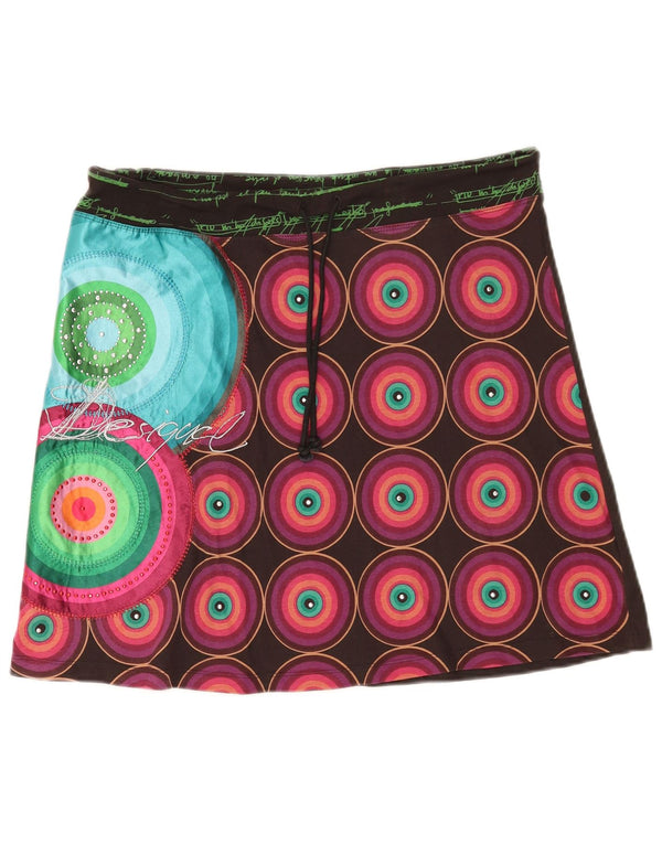 Desigual Kvinders Grafisk A-Line nederdel XL W36 Sort Geometrisk Bomuld