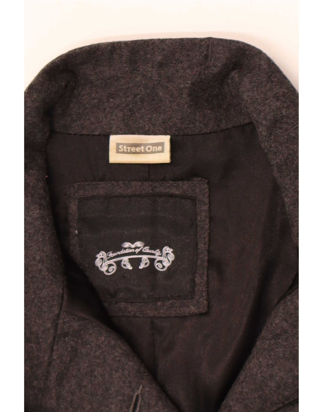 Street One Dame Kortærmet Blazer Jacket UK 14 Stor Grå Uld