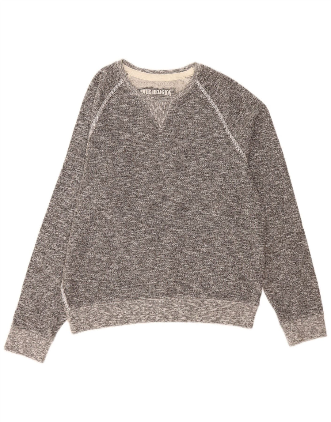 True Religion Herre Sweatshirt Jumper XL Grå Flecked Bomuld