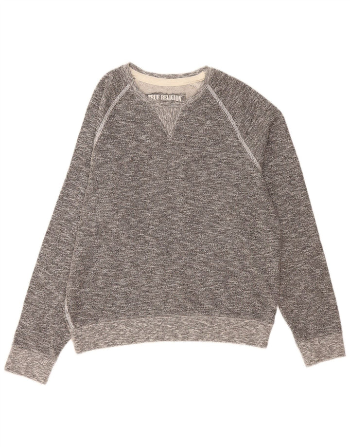 True Religion Herre Sweatshirt Jumper XL Grå Flecked Bomuld