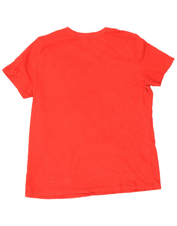 Nike Dame Dri Fit Grafisk T-Shirt Top UK 16 Stor Rød Bomuld