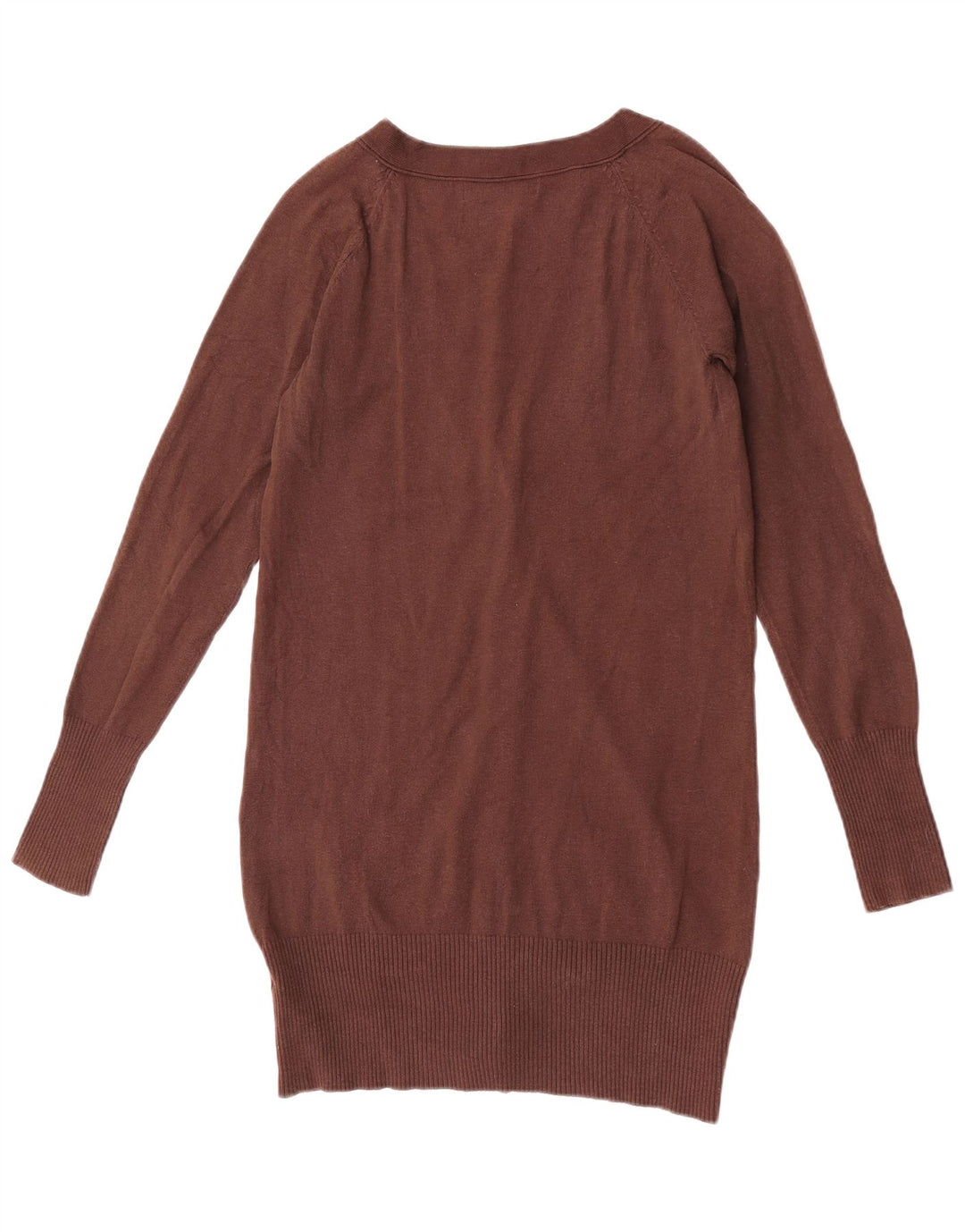 Zara Dame Cardigan Sweater UK 12 Medium Brun Bomuld
