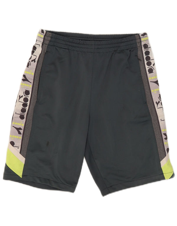 Diadora Herre grafiske sportsshorts mellemgrå Colourblock Polyester