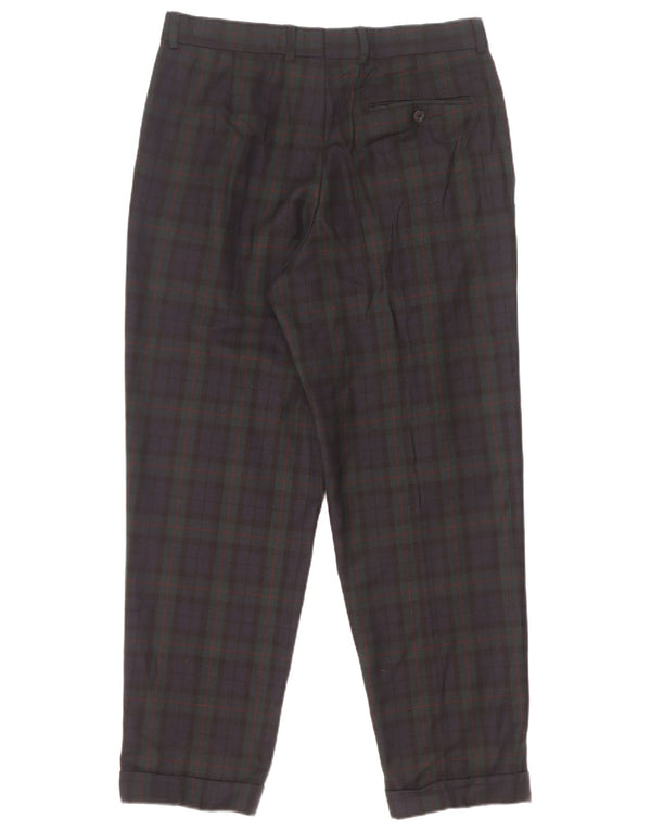Marks & Spencer Mens Tapered Suit Trousers W32 L29 Navy Blue Check