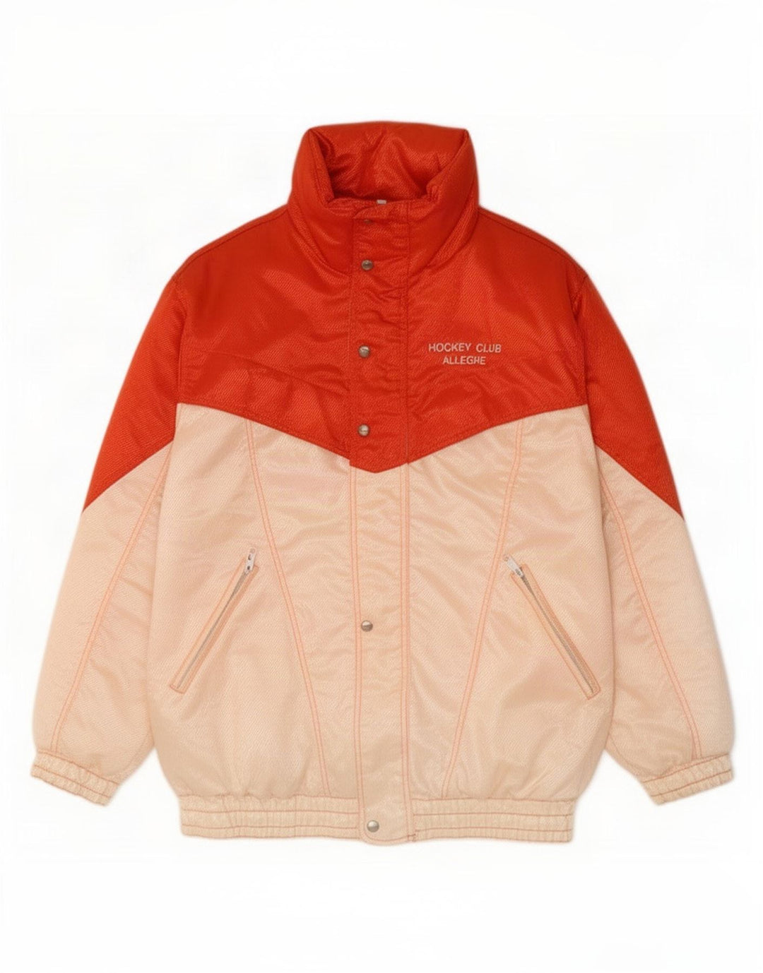 Vintage Skijakke med hætte til mænd UK 40 Large Orange Colourblock