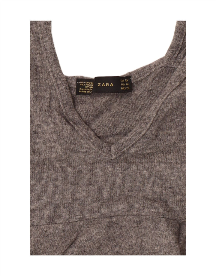 ZARA Womens Sleeveless Jumper Dress UK 12 Medium Grey Wool Vintage Zara and Second-Hand Zara from Messina Hembry 