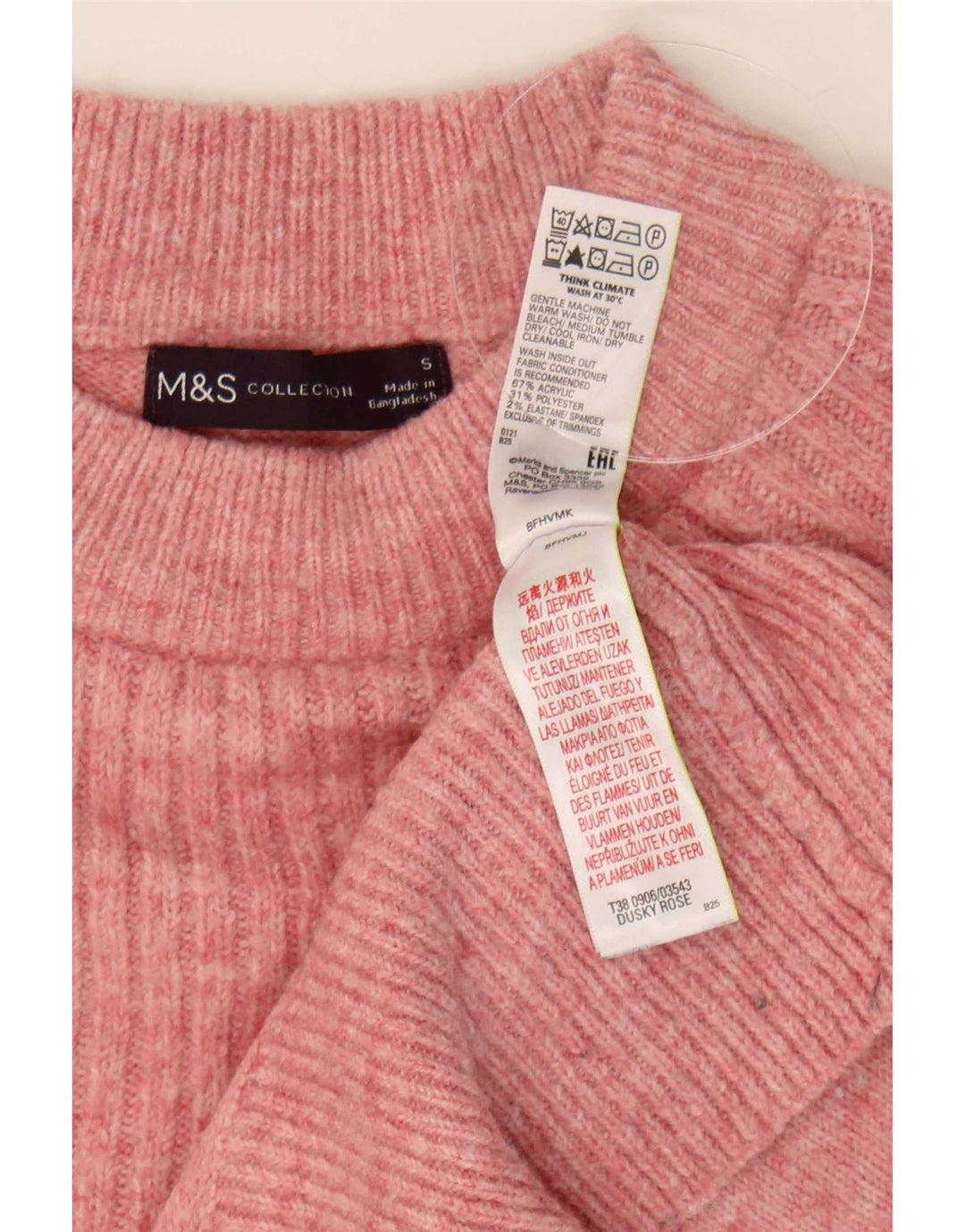 Marks & Spencer Dame Oversized Crew Neck sweater UK 10 Small Pink