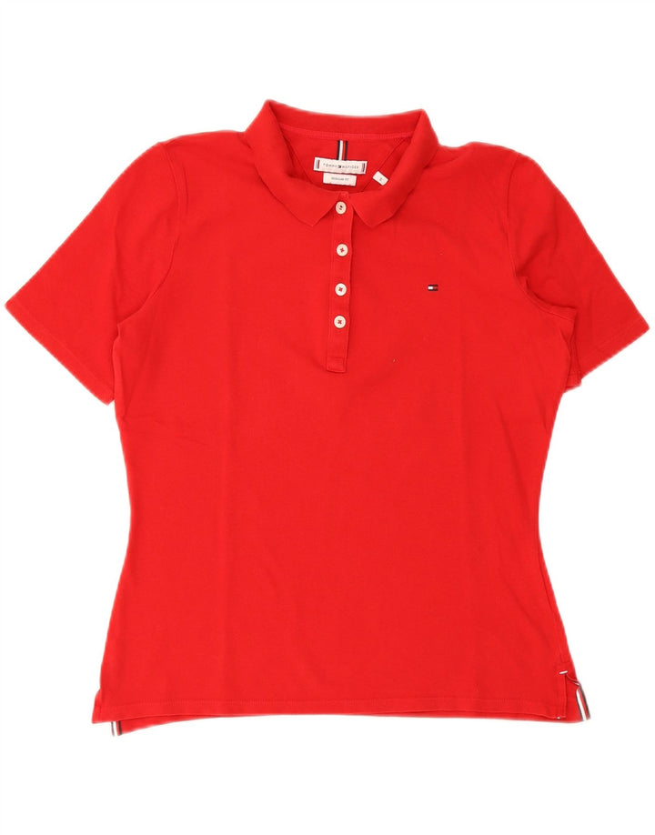 Tommy Hilfiger Dame Regular Fit Polo Shirt UK 12 Medium Red