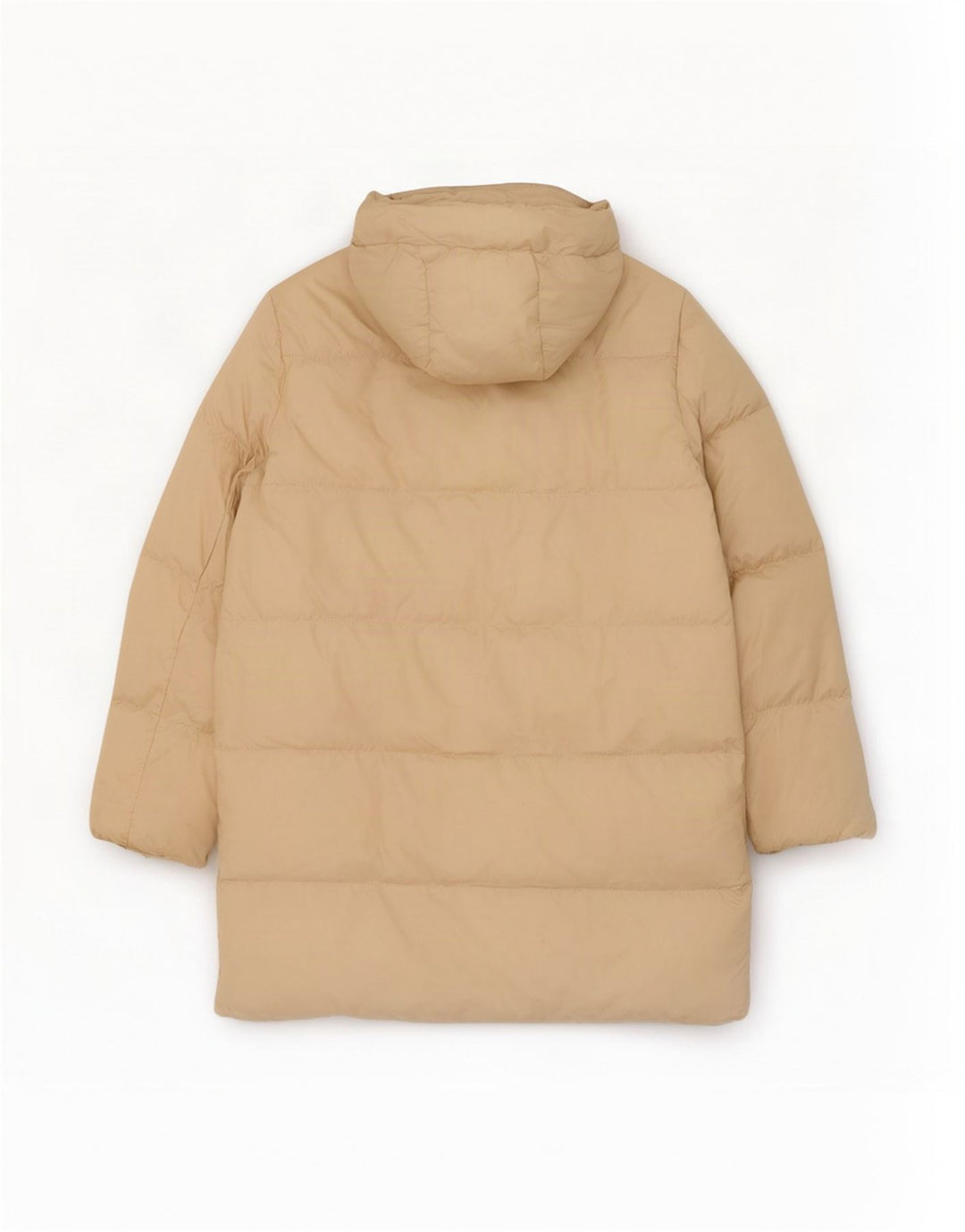 Zara Dame Hætte Oversized Polstret Frakke UK 6 XS Beige Polyester