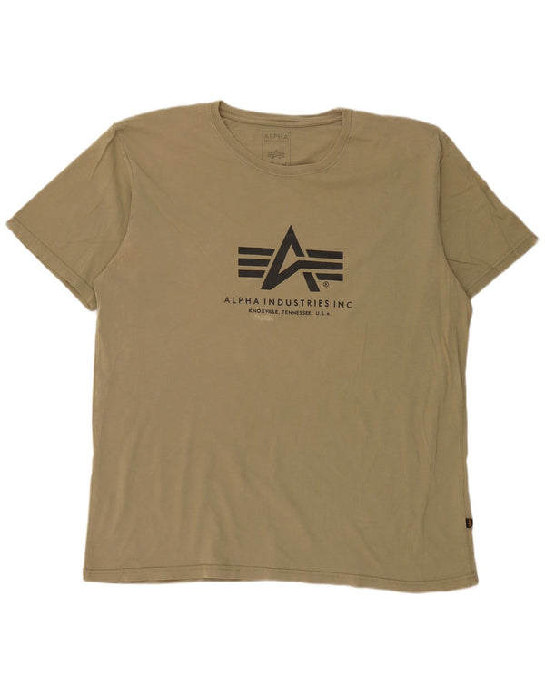 Alpha Industries Herre grafisk T-shirt Top 4XL Khaki Bomuld