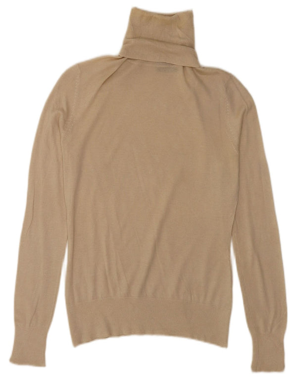 Massimo Dutti Dame Roll Neck Jumper Sweater UK 10 Small Beige Silke