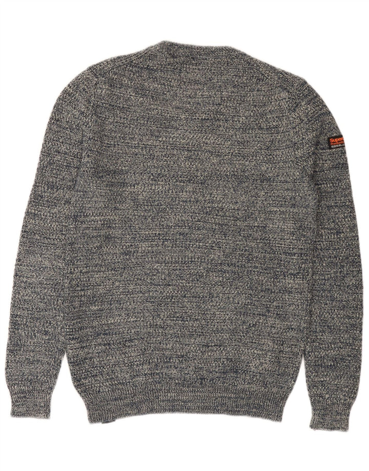 SUPERDRY Herre sweater med rund hals, lille marineblå flækket bomuld