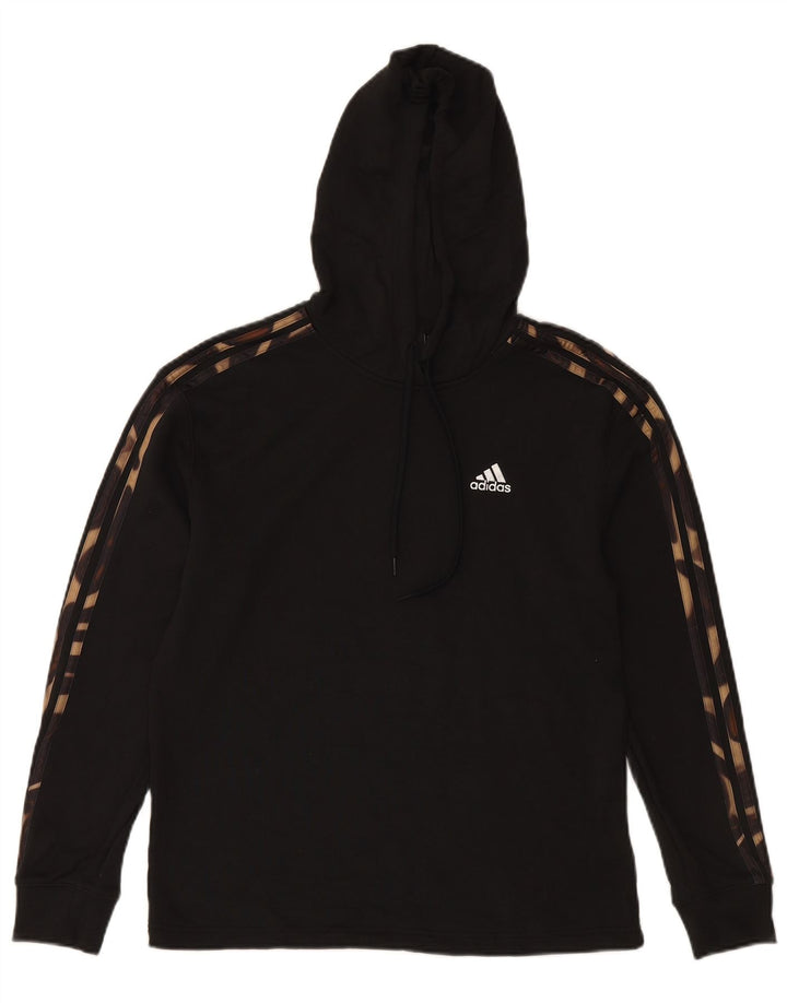 ADIDAS hættetrøje til kvinder UK 12/14 Medium Sort Camouflage Bomuld