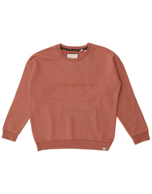 Superdry Womens Grafisk Oversized Sweatshirt Jumper UK 10 Small Pink Bomuld