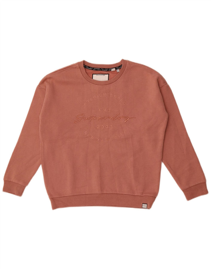 Superdry Womens Grafisk Oversized Sweatshirt Jumper UK 10 Small Pink Bomuld