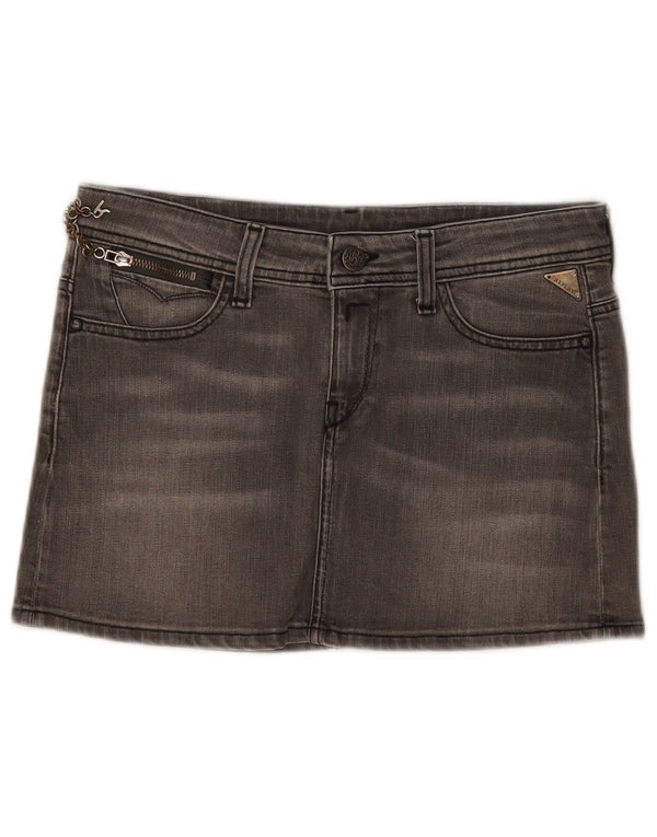 Replay Dame Mini Denim Nederdel W28 Medium Grey Bomuld