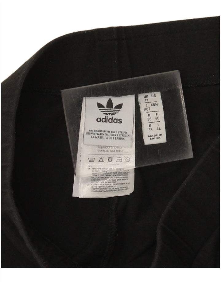Adidas Dame Grafiske Leggings UK 12 Medium Sort Bomuld