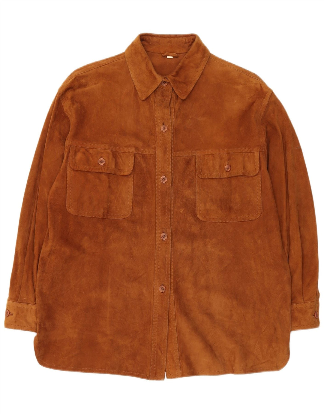 Vintage Dame Overshirt Ruskind Skjorte IT 42 Medium Brun