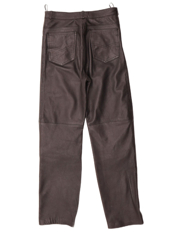 VINTAGE lige bukser til kvinder EU 40 Medium W28 L29 sort læder