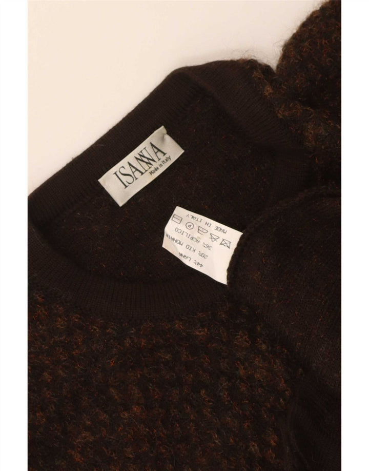 Vintage dame cardigan sweater UK 16 Stor brun uld