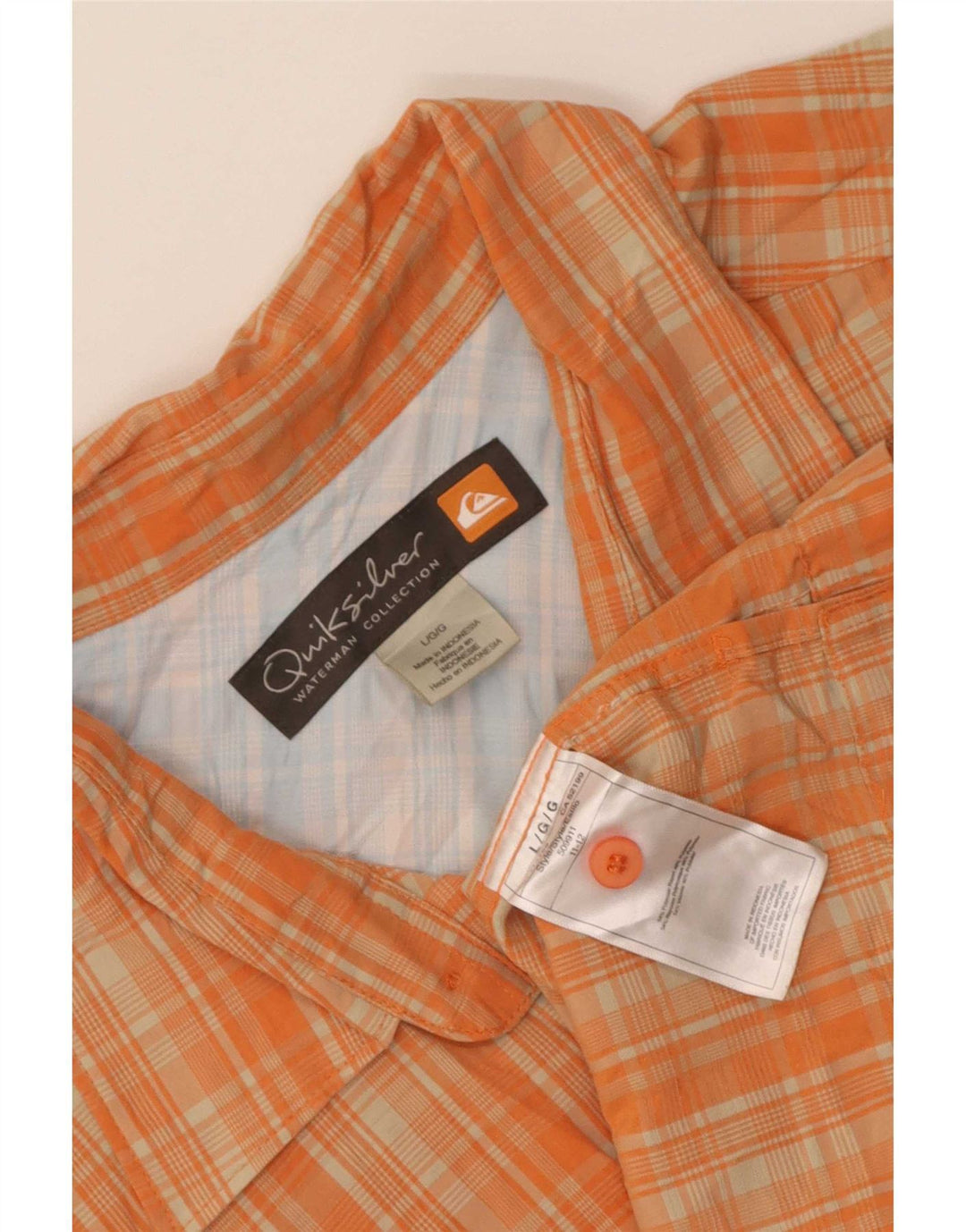 Quiksilver Kortærmet Herreskjorte Stor Orange Ternet Rayon