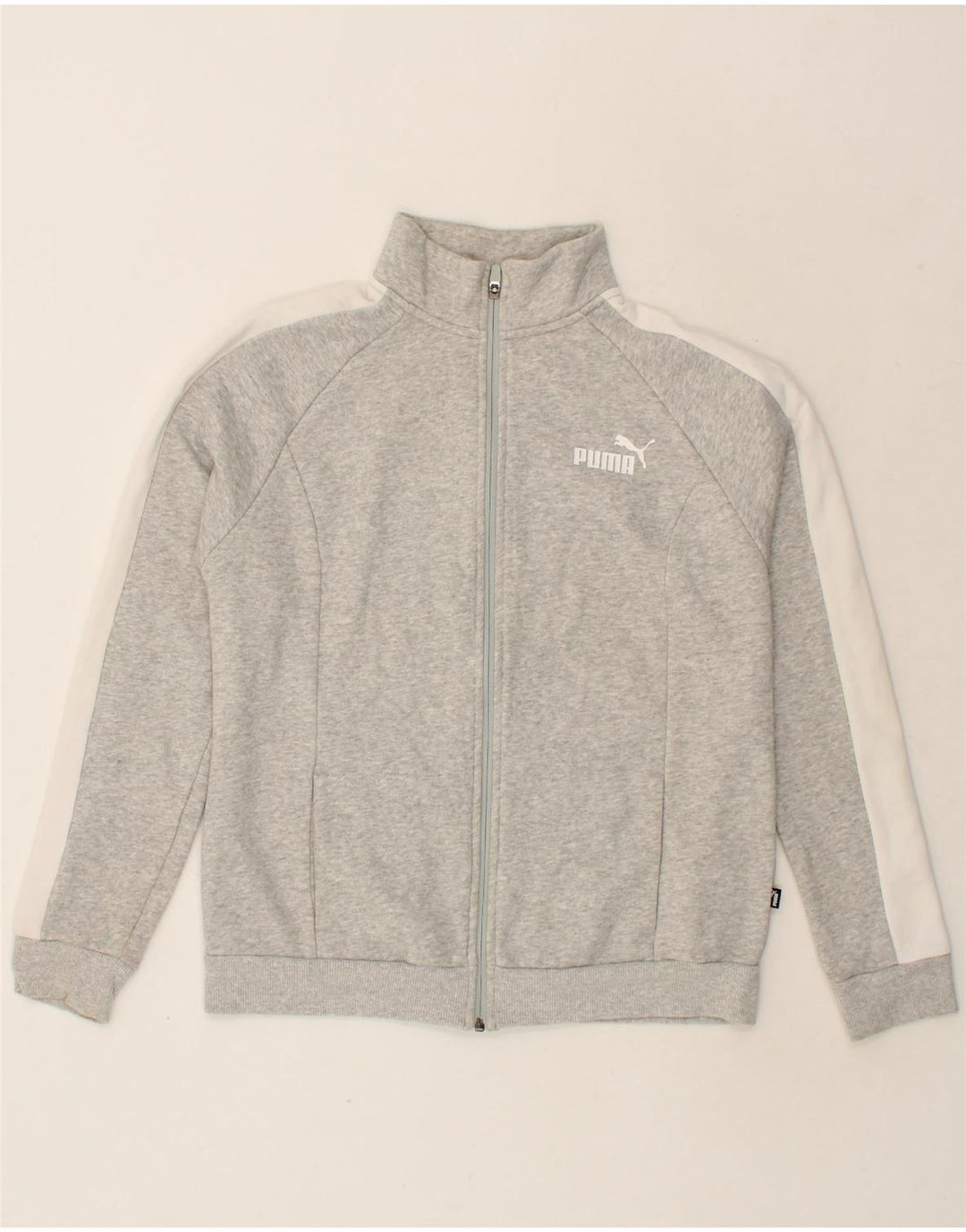 PUMA Womens Tracksuit Top Jacket UK 16 Large Grey Colourblock Cotton Vintage Puma and Second-Hand Puma from Messina Hembry 