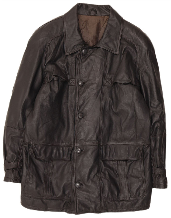 Vintage herre læderjakke IT 52 XL Grå