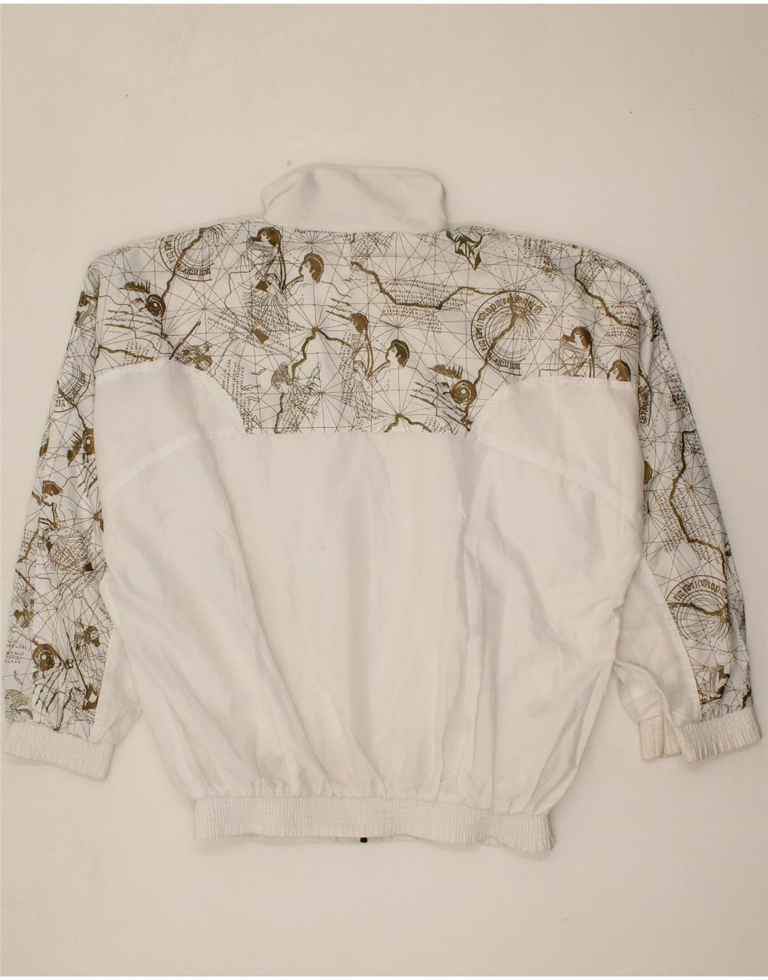 BOGNER Mens Abstract Pattern Tracksuit Top Jacket Large White Polyamide Vintage Bogner and Second-Hand Bogner from Messina Hembry 