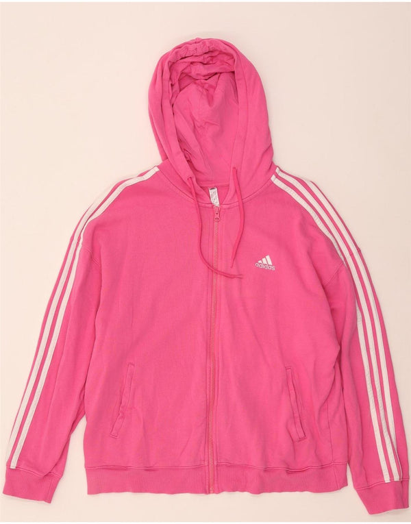 Adidas Dame Oversized Hættetrøje Sweater UK 16/18 Stor Pink Bomuld