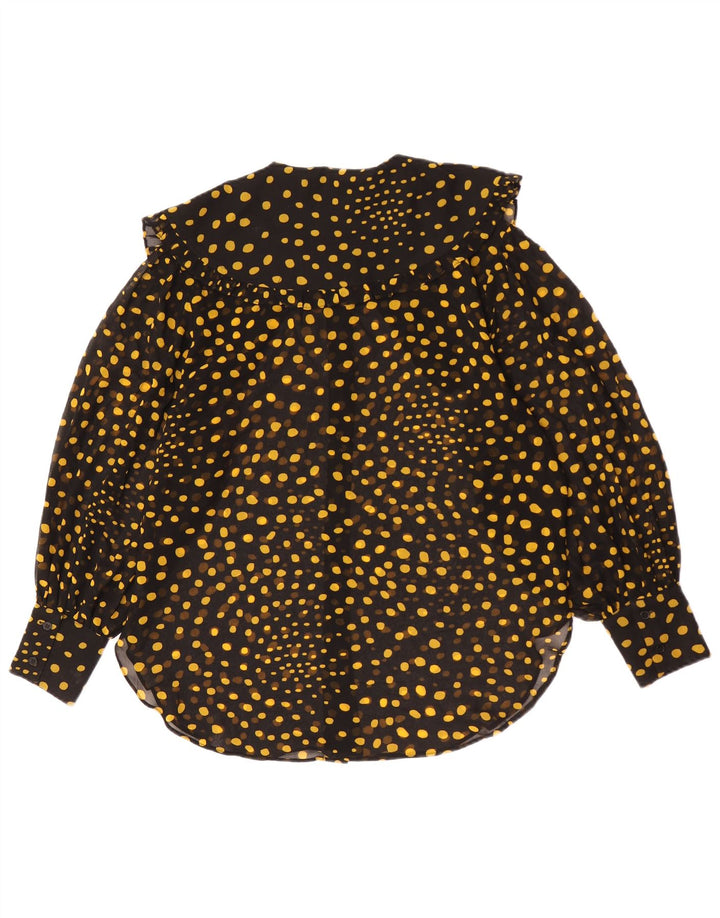Topshop Dame Oversized skjortebluse UK 10 Lille sort plettet polyester
