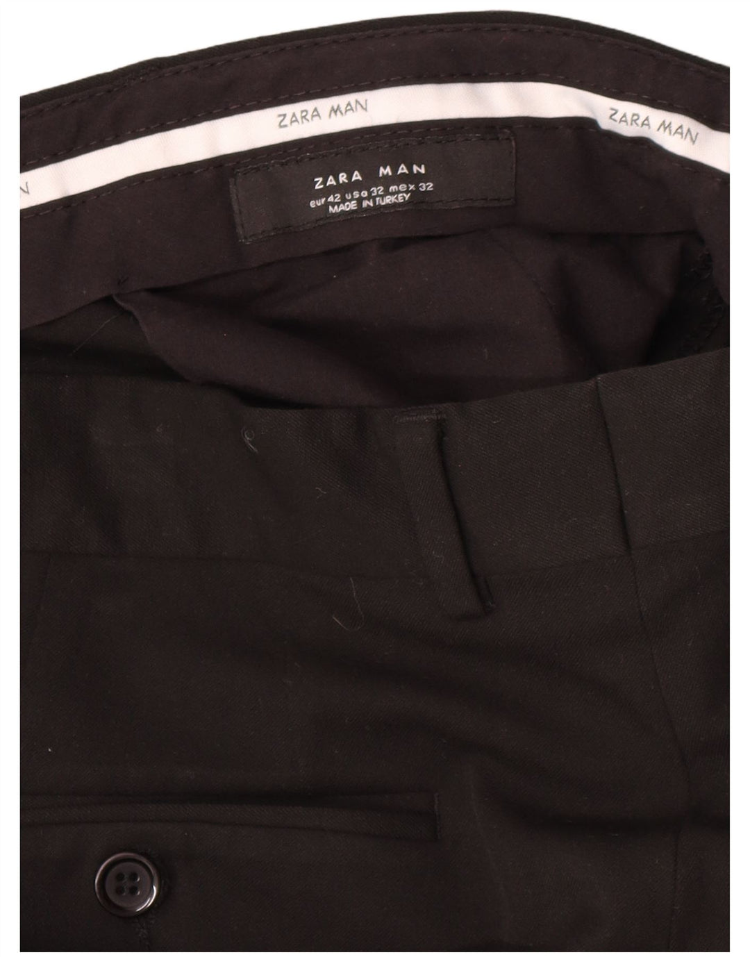 Zara Straight Suit Bukser til mænd EU 42 Large W34 L34 Sort Polyester