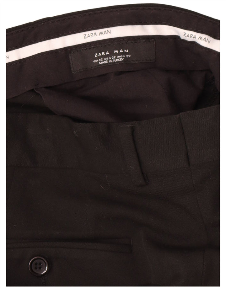 Zara Straight Suit Bukser til mænd EU 42 Large W34 L34 Sort Polyester
