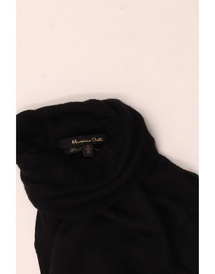Massimo Dutti Dame Roll Neck Jumper Sweater UK 8 Small Black