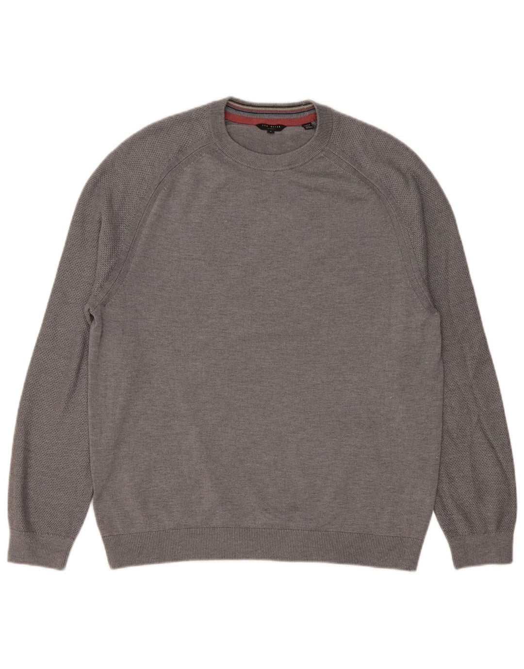 Ted Baker Herre Crew Neck Jumper Sweater Størrelse 4 Stor Grå Polyester